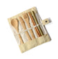 Eco Bamboo Travel Cutlery Set with Canvas Pouch and Straw Brush