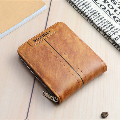 Slim PU Leather Wallet with Zipper and Multiple Card Slots