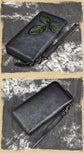 Retro Cowhide Chain Wallet – Long Zip Clutch with Floral Motif
