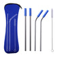 Reusable 304 Stainless Steel Straw Set with Cleaning Brush and Travel Pouch