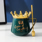 Crown Ceramic Mug with Hidden Logo and Wooden Lid