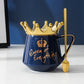 Crown Ceramic Mug with Hidden Logo and Wooden Lid