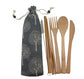 Eco Bamboo Travel Cutlery Set with Canvas Pouch and Straw Brush