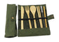 Eco Bamboo Travel Cutlery Set with Canvas Pouch and Straw Brush