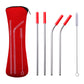Reusable 304 Stainless Steel Straw Set with Cleaning Brush and Travel Pouch