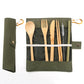 Portable Bamboo Cutlery Set with Canvas Roll Bag