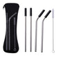 Reusable 304 Stainless Steel Straw Set with Cleaning Brush and Travel Pouch