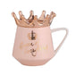 Crown Ceramic Mug with Hidden Logo and Wooden Lid