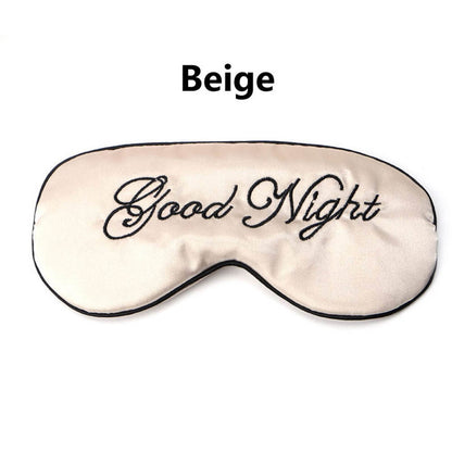 Silky Blackout Eye Mask with Good Night Embroidery