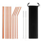 Minimalist Stainless Steel Straw Set | 9 Straws and Brushes in Pouch