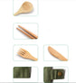 Eco Bamboo Travel Cutlery Set with Canvas Pouch and Straw Brush