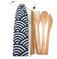 Eco Bamboo Travel Cutlery Set with Canvas Pouch and Straw Brush