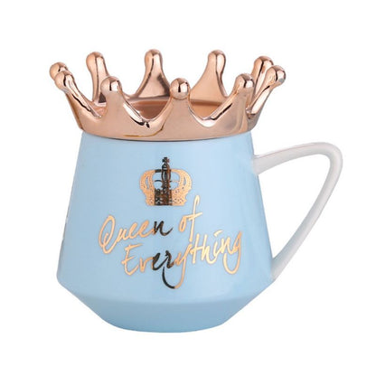 Crown Ceramic Mug with Hidden Logo and Wooden Lid