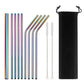 Minimalist Stainless Steel Straw Set | 9 Straws and Brushes in Pouch