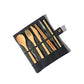 Eco Bamboo Travel Cutlery Set with Canvas Pouch and Straw Brush