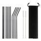Minimalist Stainless Steel Straw Set | 9 Straws and Brushes in Pouch