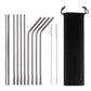 Minimalist Stainless Steel Straw Set | 9 Straws and Brushes in Pouch